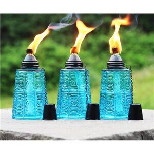 Citronella Table Top Torches for Outdoor Patio, 16oz Decorative Glass Torch